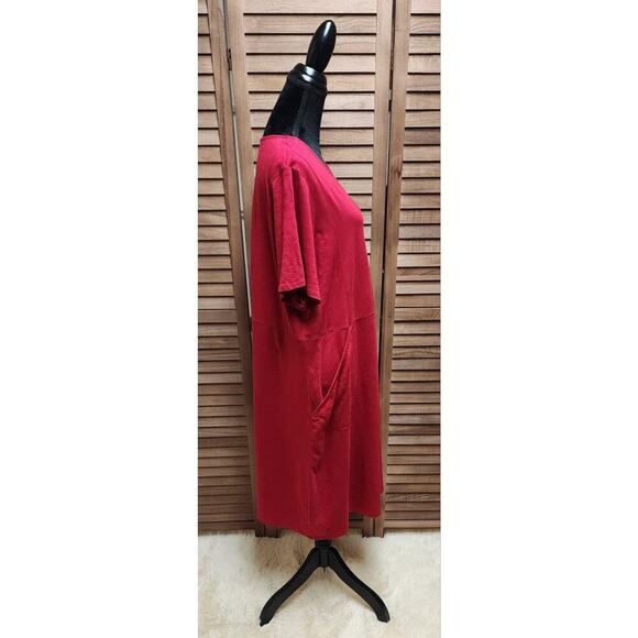 J Jill Women’s Red Casual Cotton Knee Length Dress Plus Size 3X With Pockets - Picture 3 of 7